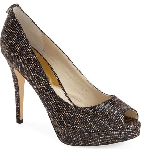 michael kors york peep toe gold|Michael Kors Women's Gold Glitter Platform Peep Toe Pump .